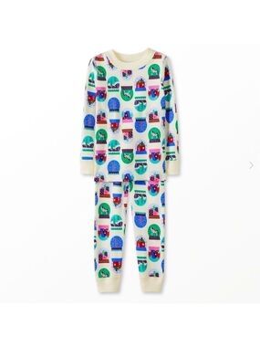 HANNA Andersson Long John Holiday Print Pajama Set Organic Hygge Snowglobes 4
